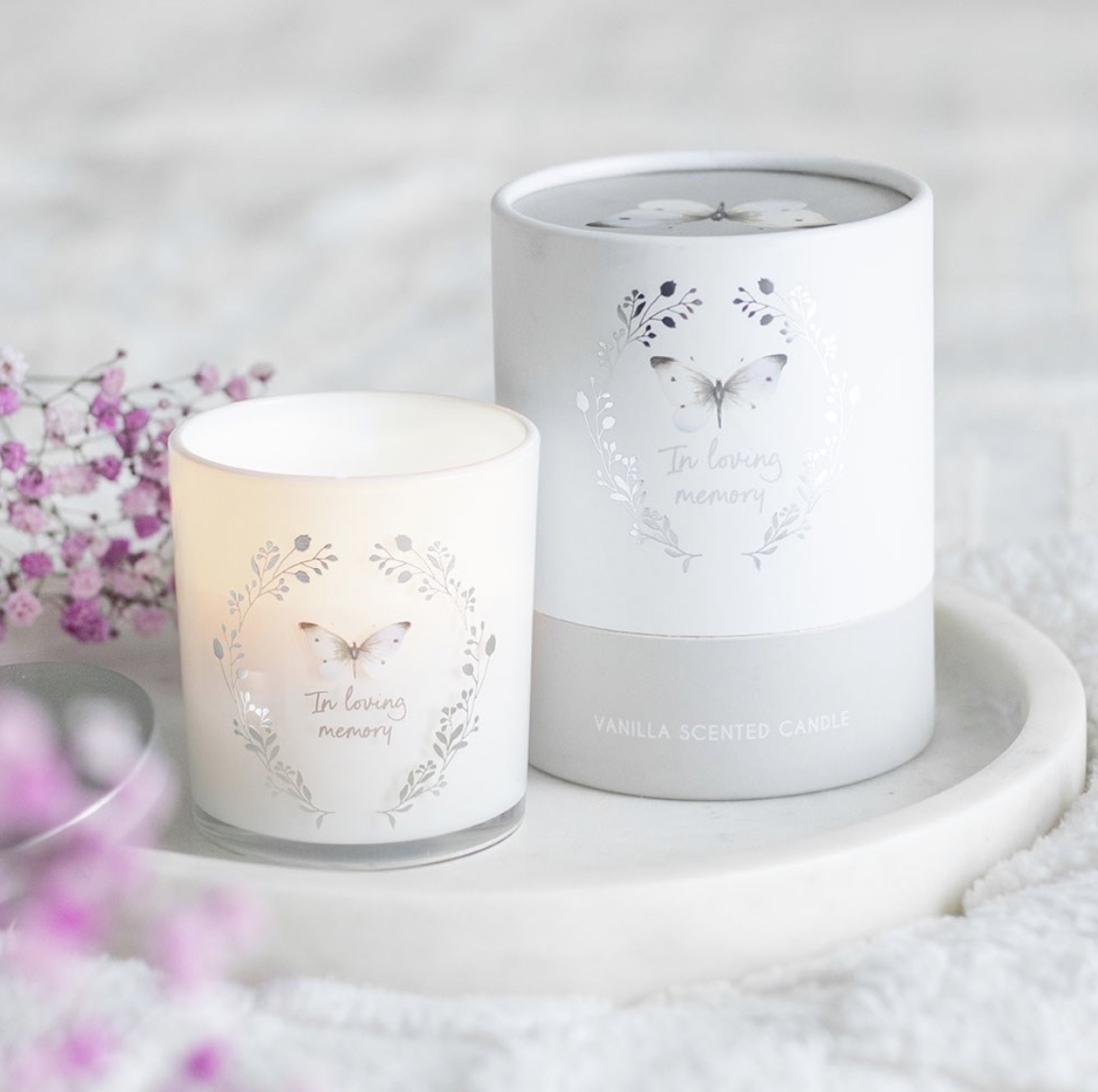 In Loving Memory Butterfly Candle