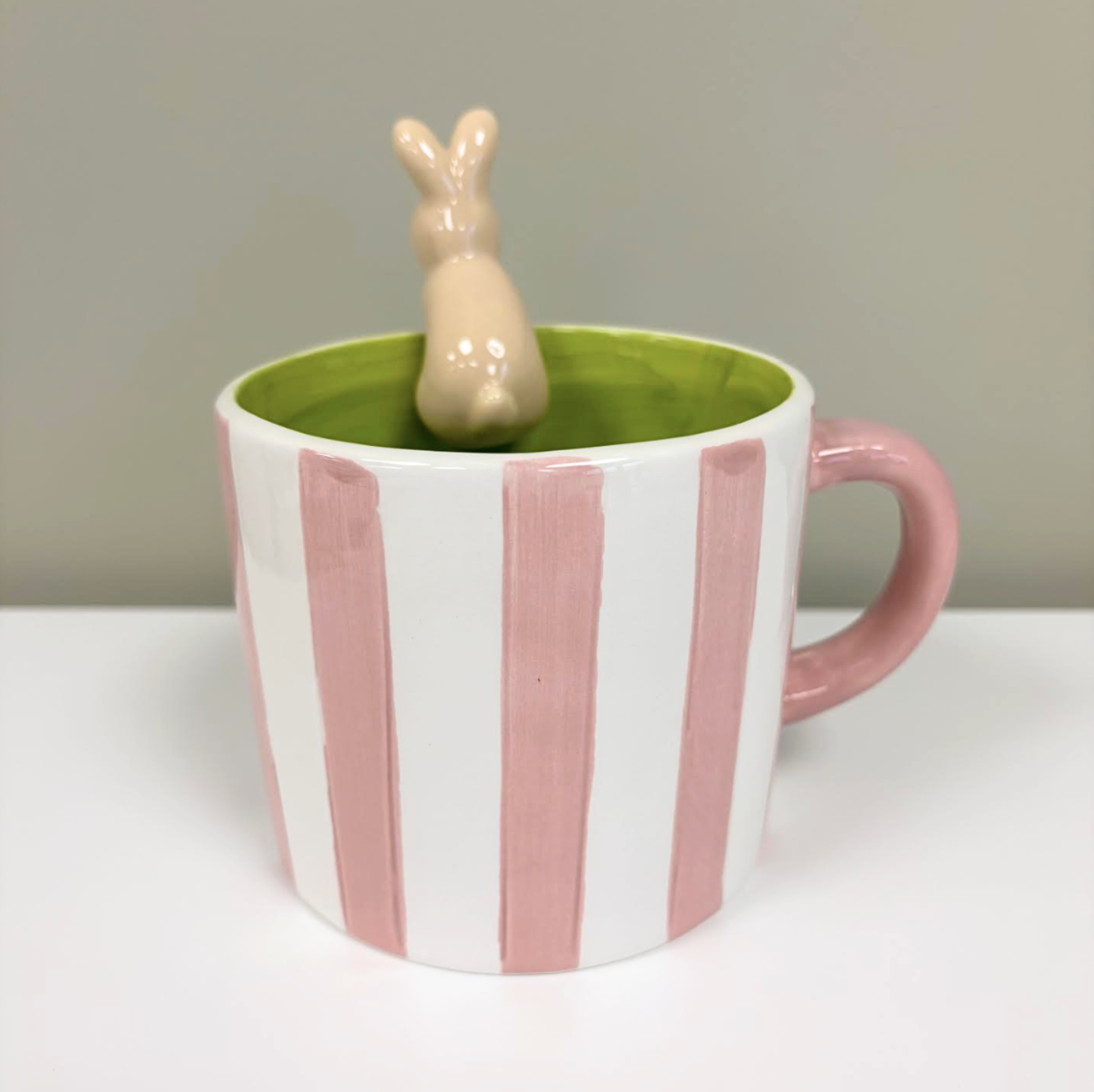 Pink Stripe Rabbit Mug - Image 2
