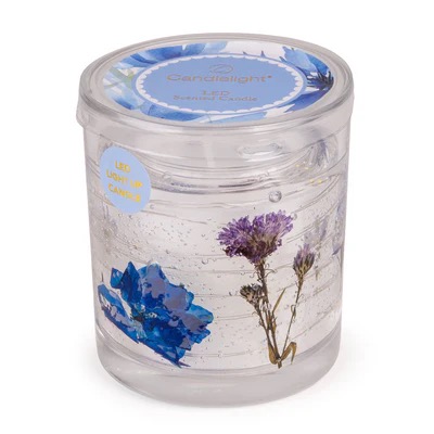 LED Blue Flower Candle