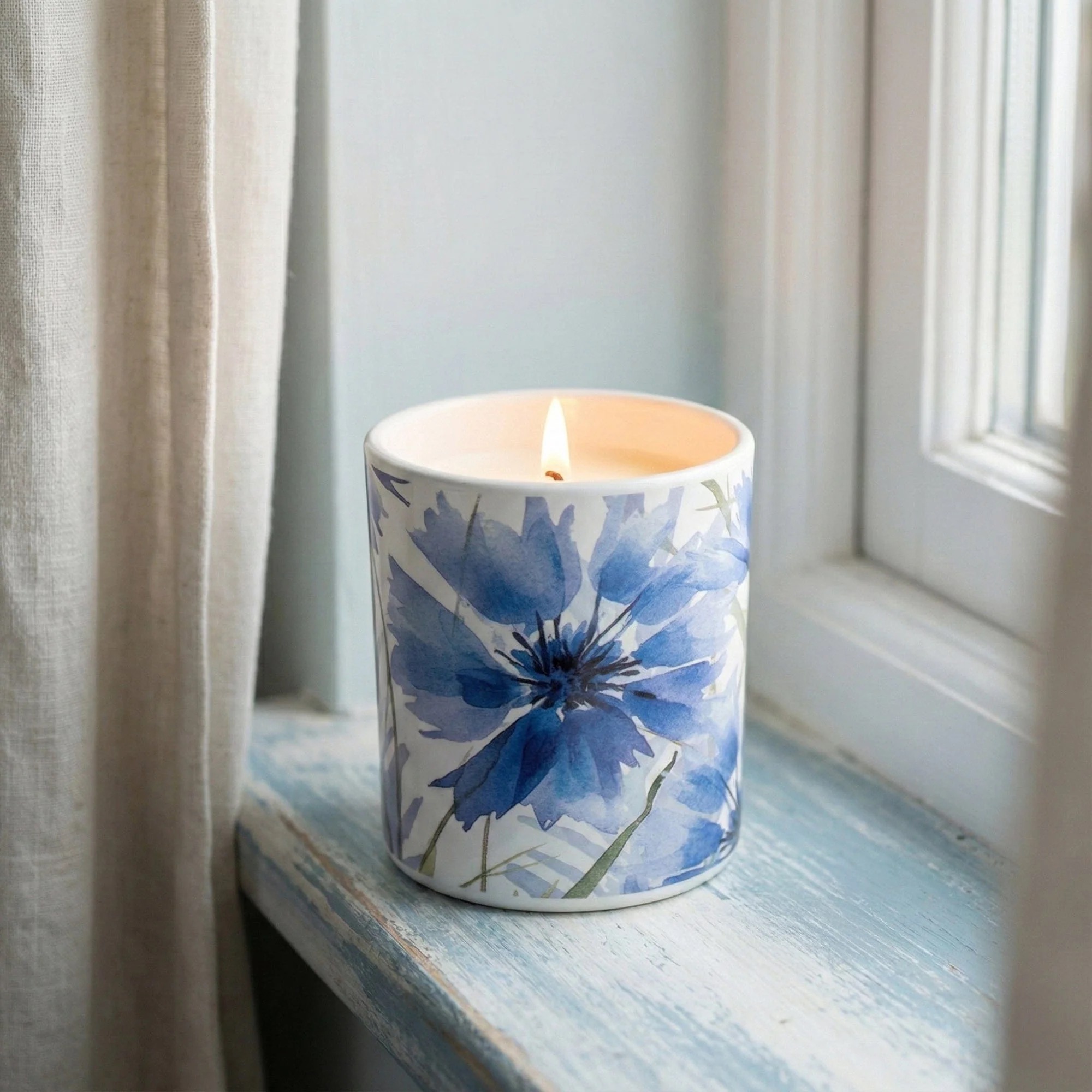 Blue Flower Candle