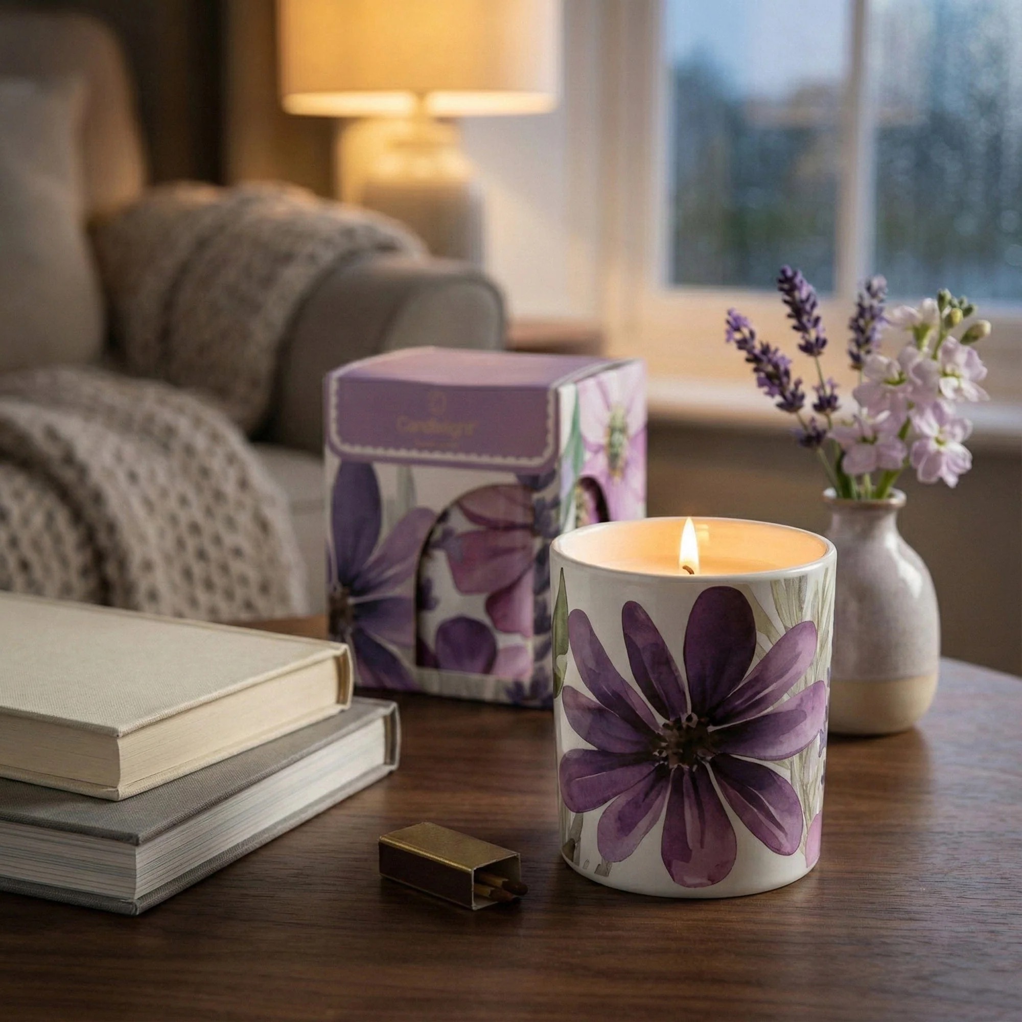 Purple Flower Candle
